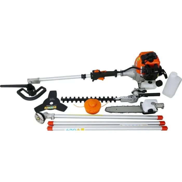 4 in 1 multi-functional trimming tool, 33CC 2-cycle garden tool system with gas pole saw - red- Components