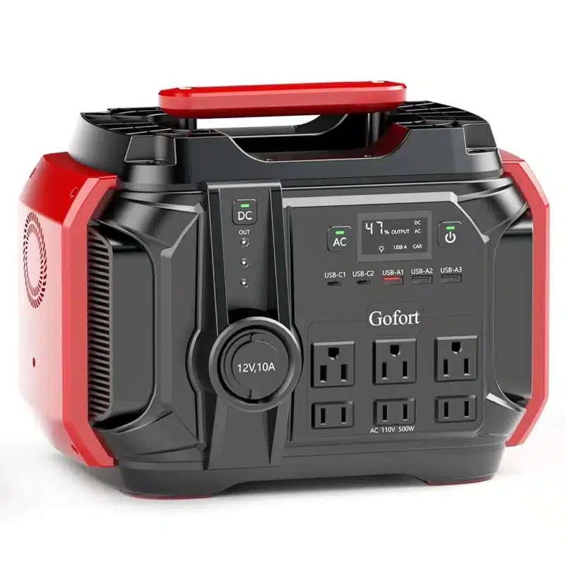 GOFORT A501 500W 540Wh Portable Power Station 6 AC Outlets- side