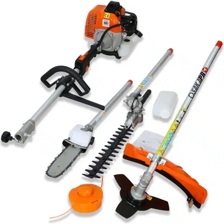 4 in 1 multi-functional trimming tool, 33CC 2-cycle garden tool system with gas pole saw - red