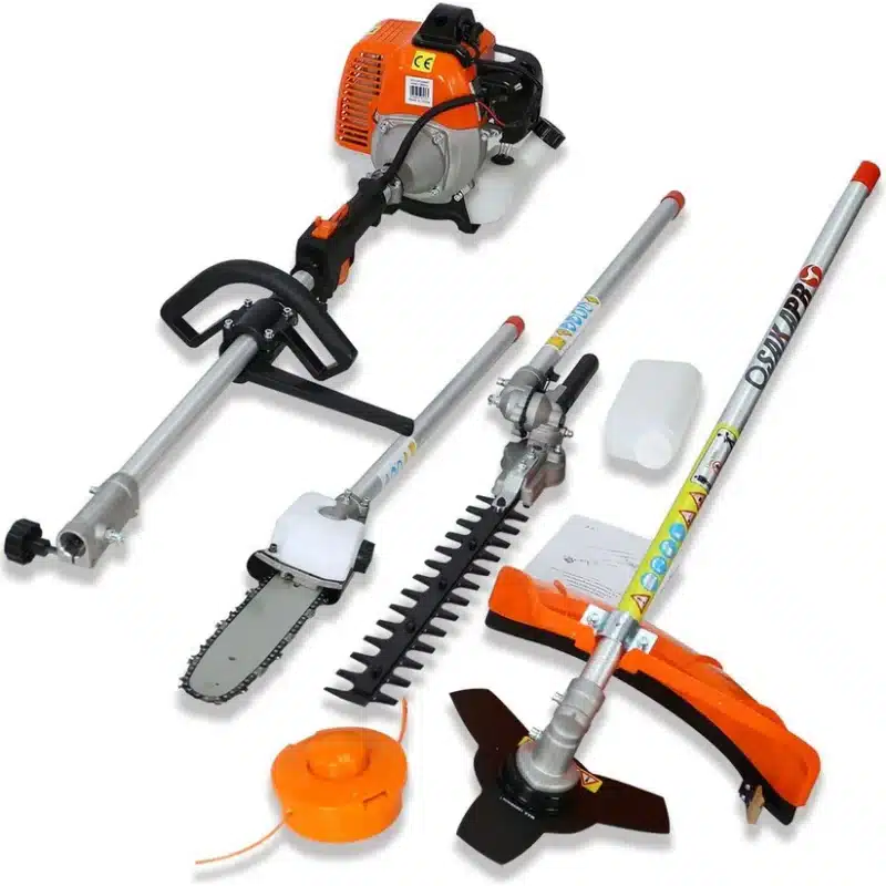 4 in 1 multi-functional trimming tool, 33CC 2-cycle garden tool system with gas pole saw - red