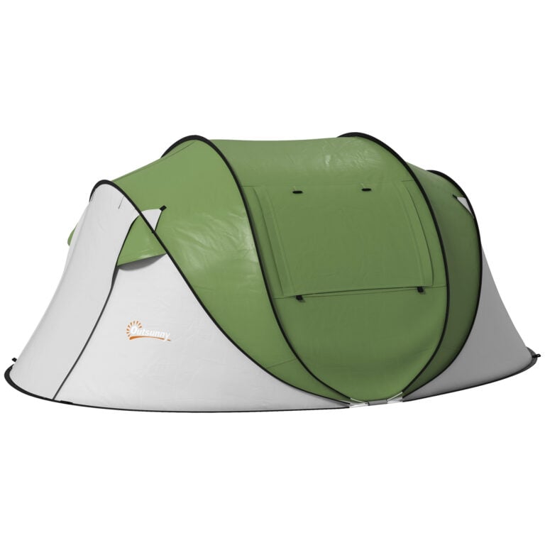 OUTSUNNY 2-3 people pop-up tent 3000mm, waterproof side view - green & white