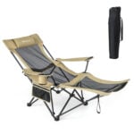 2 in 1 camping hammock chair with detachable footrest - gray & khaki