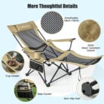 2 in 1 camping hammock chair with detachable footrest details - gray & khaki
