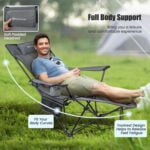 2 in 1 camping hammock chair with detachable footrest benefits - gray & khaki