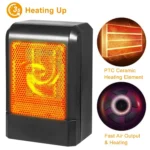Portable Electric Heater 500W – PTC Ceramic, 3S Heat- features