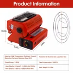 2-in-1 Butane Camping Heater & Stove w/ Stainless Grill- Information