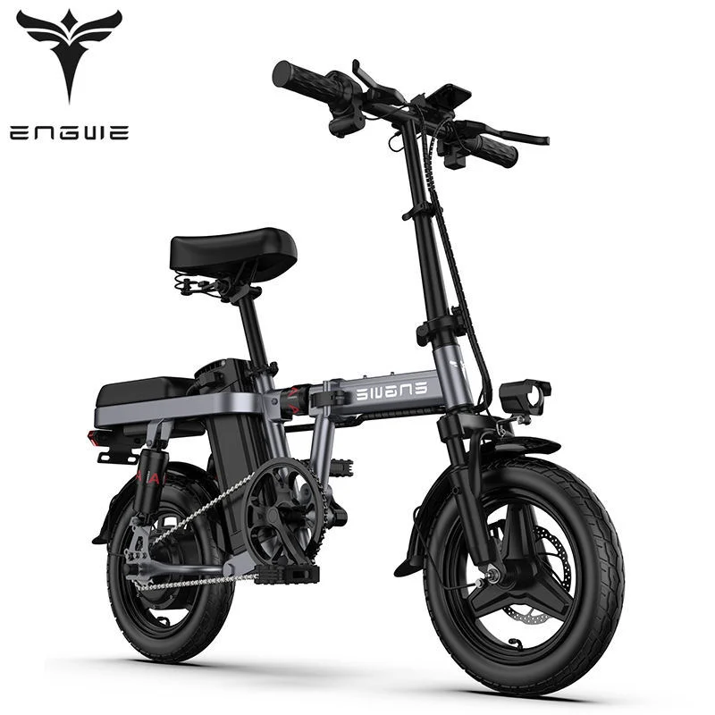 ENGWE T14 folding electric bike, 350W motor, 14" wheels, 48V 10Ah battery, 25 KM/H city E-Bike for adults - gray