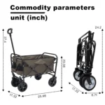Collapsible Utility Wagon – Dual-Layer, 225lbs Capacity- dimensions