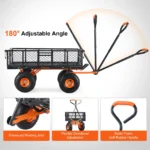VEVOR Garden Dump Cart – 400 lbs, Tow Handle, 10″ Tires