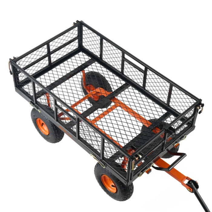 VEVOR Garden Dump Cart – 400 lbs, Tow Handle, 10″ Tires
