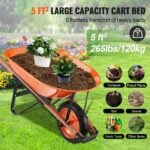 VEVOR 5 Cu. Ft. Wheelbarrow Cart 265 lbs Plastic Tub