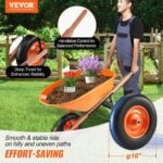 VEVOR 6 Cu. Ft. Wheelbarrow Cart 330 lbs Iron Tray
