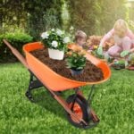 VEVOR 6 Cu. Ft. Wheelbarrow Cart 330 lbs Iron Tray