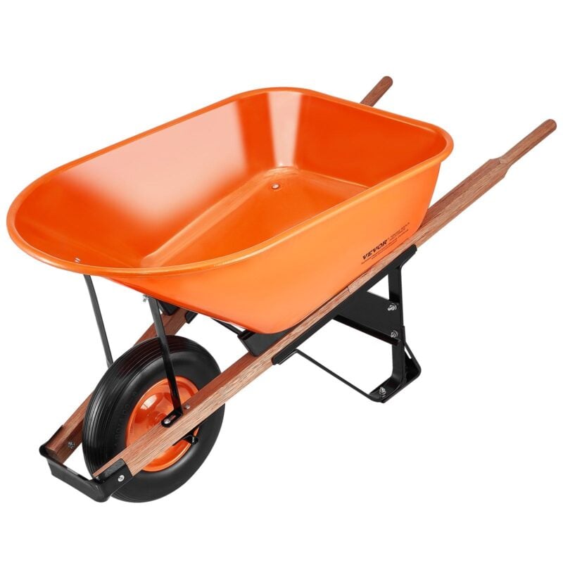 VEVOR 6 Cu. Ft. Wheelbarrow Cart 330 lbs Iron Tray