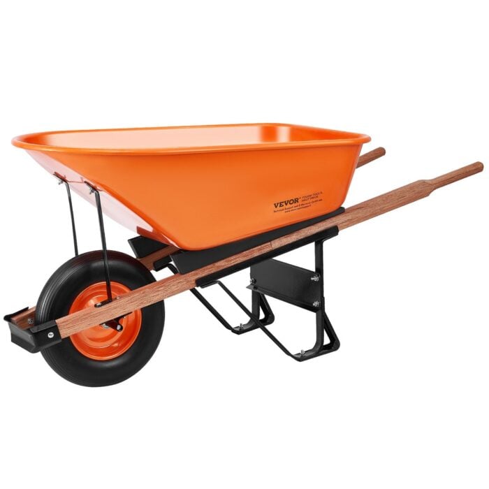 VEVOR 6 Cu. Ft. Wheelbarrow Cart 330 lbs Iron Tray