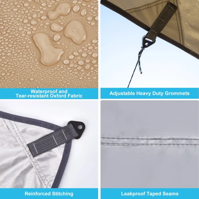 PAHTTO 12′ × 10′ Hammock Rain Fly – 210T Polyester, PU Waterproof