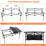 Folding Camping Table Portable Aluminum Roll-up Picnic Desk - Installation Guide