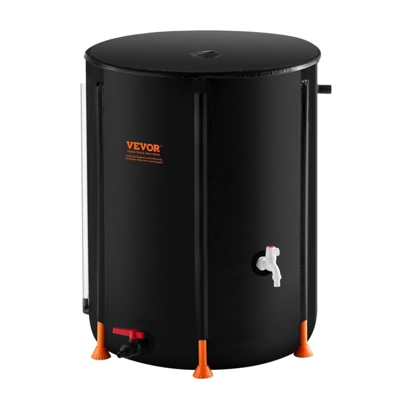 VEVOR 53 Gal Rain Barrel – Foldable with Spigots & Overflow
