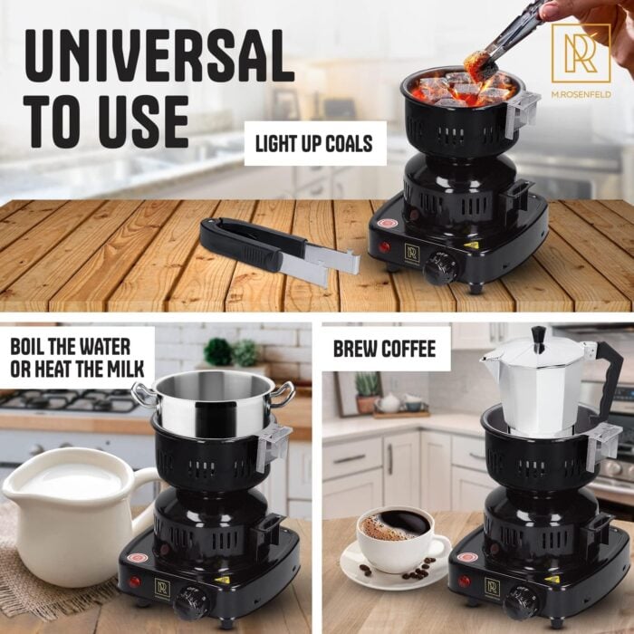 M.Rosenfeld 450W Electric Charcoal Starter with Tongs