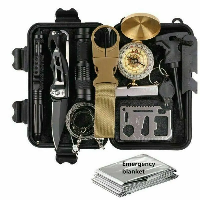 14 in 1 Outdoor Emergency Survival Kit SOS EDC Case