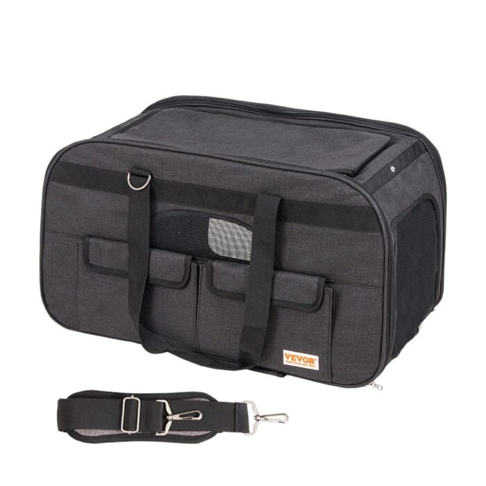 VEVOR Rolling Pet Carrier - 35 lbs Capacity, Black