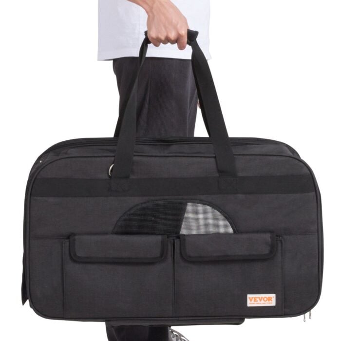 VEVOR Rolling Pet Carrier - 35 lbs Capacity, Black