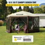 VEVOR 10'x10' Pop-Up Camping Gazebo Tent – 8 Person Shelter