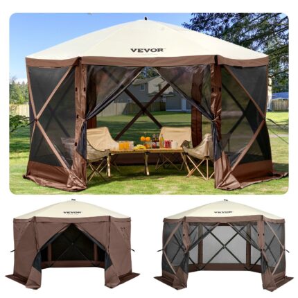 VEVOR 10'x10' Pop-Up Camping Gazebo Tent – 8 Person Shelter