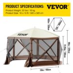 VEVOR 10'x10' Pop-Up Camping Gazebo Tent – 8 Person Shelter