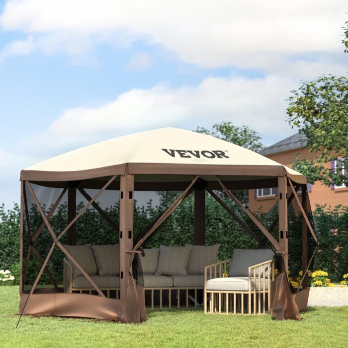 VEVOR 10'x10' Pop-Up Camping Gazebo Tent – 8 Person Shelter