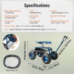 VEVOR Rolling Garden Cart Seat – 360° Swivel, Tool Tray- Specifications