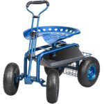 VEVOR Rolling Garden Cart Seat – 360° Swivel, Tool Tray