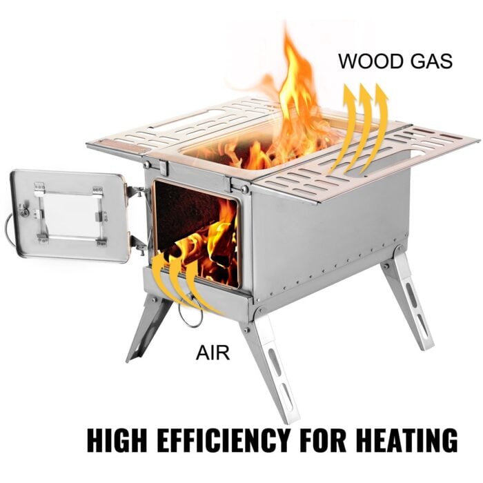 VEVOR Camping Tent Stove – Portable Stainless Steel Wood Burning Stove