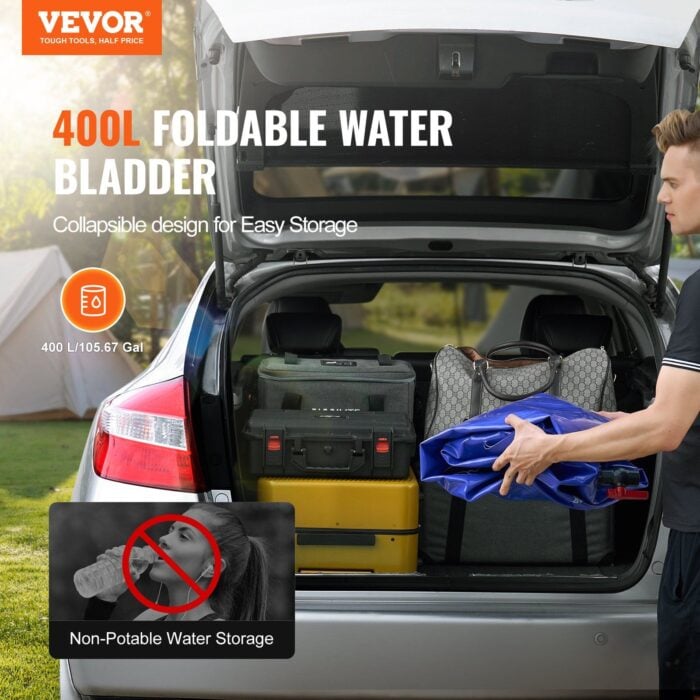 VEVOR 400L/105.7 Gallon Water Storage Bladder - Collapsible RV Water Tank
