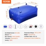 VEVOR 400L/105.7 Gallon Water Storage Bladder - Collapsible RV Water Tank