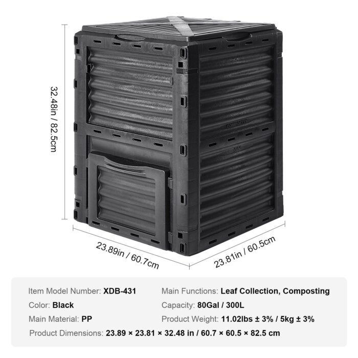 VEVOR 80-Gal Compost Bin – Outdoor, BPA-Free, Easy Access