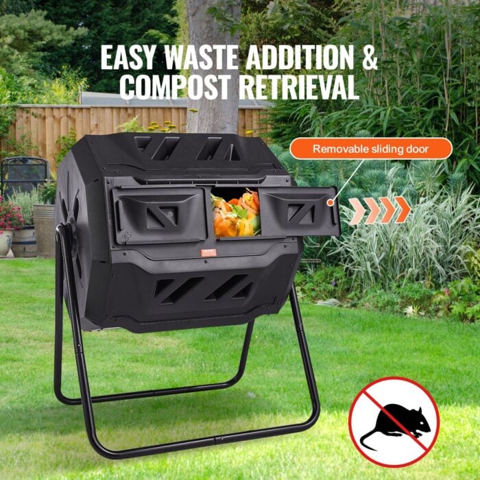 VEVOR 43 Gal Compost Tumbler – Dual Chamber, Rotating Bin