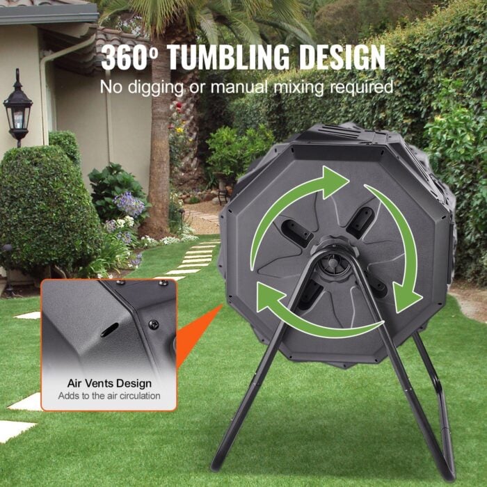 VEVOR 43 Gal Compost Tumbler – Dual Chamber, Rotating Bin