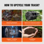 VEVOR 43 Gal Compost Tumbler – Dual Chamber, Rotating Bin