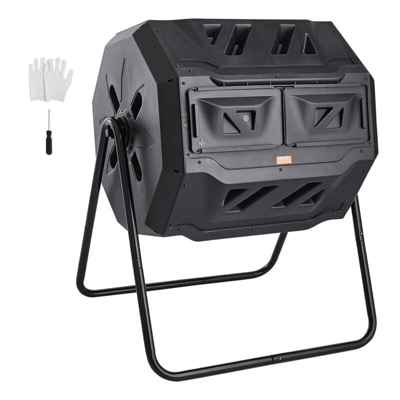 VEVOR 43 Gal Compost Tumbler – Dual Chamber, Rotating Bin