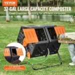 VEVOR 37-Gal Dual Compost Tumbler – BPA-Free, Steel Frame