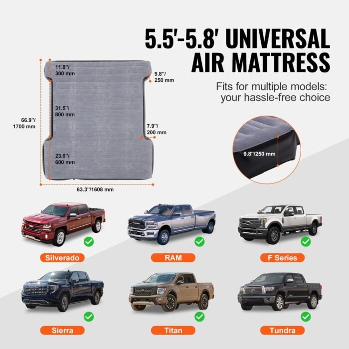 VEVOR Truck Bed Air Mattress 5.5-5.8 ft Short Beds