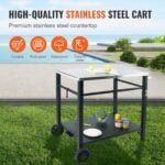 VEVOR Outdoor Grill Dining Cart | Double-Shelf BBQ Prep Table
