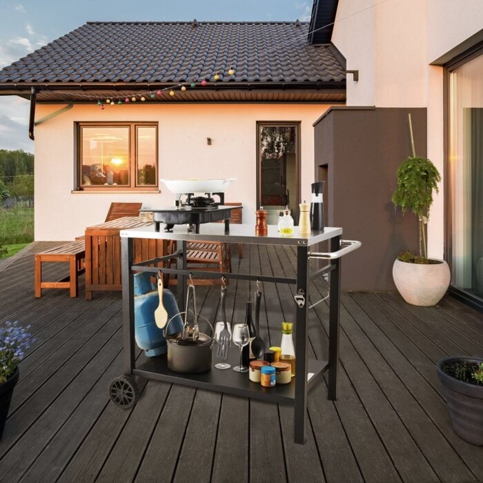 VEVOR Outdoor Grill Dining Cart | Double-Shelf BBQ Prep Table VEVOR Outdoor Grill Dining Cart | Double-Shelf BBQ Prep Table