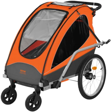 VEVOR 2-In-1 Double Seat Bike Trailer & Stroller – 100 lbs Load