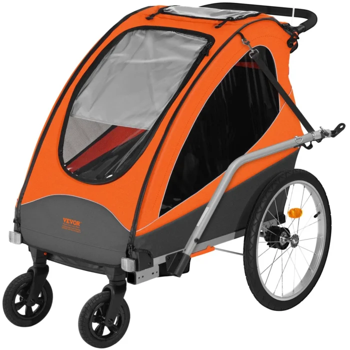 VEVOR 2-In-1 Double Seat Bike Trailer & Stroller – 100 lbs Load