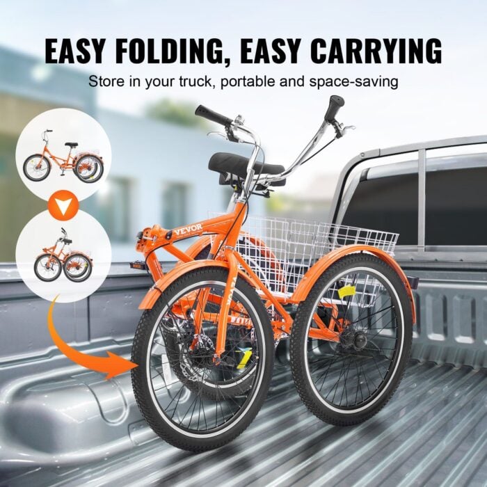 VEVOR Folding Adult Tricycle | 26" Lightweight Aluminum Alloy