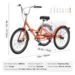 VEVOR Folding Adult Tricycle | 26" Lightweight Aluminum Alloy