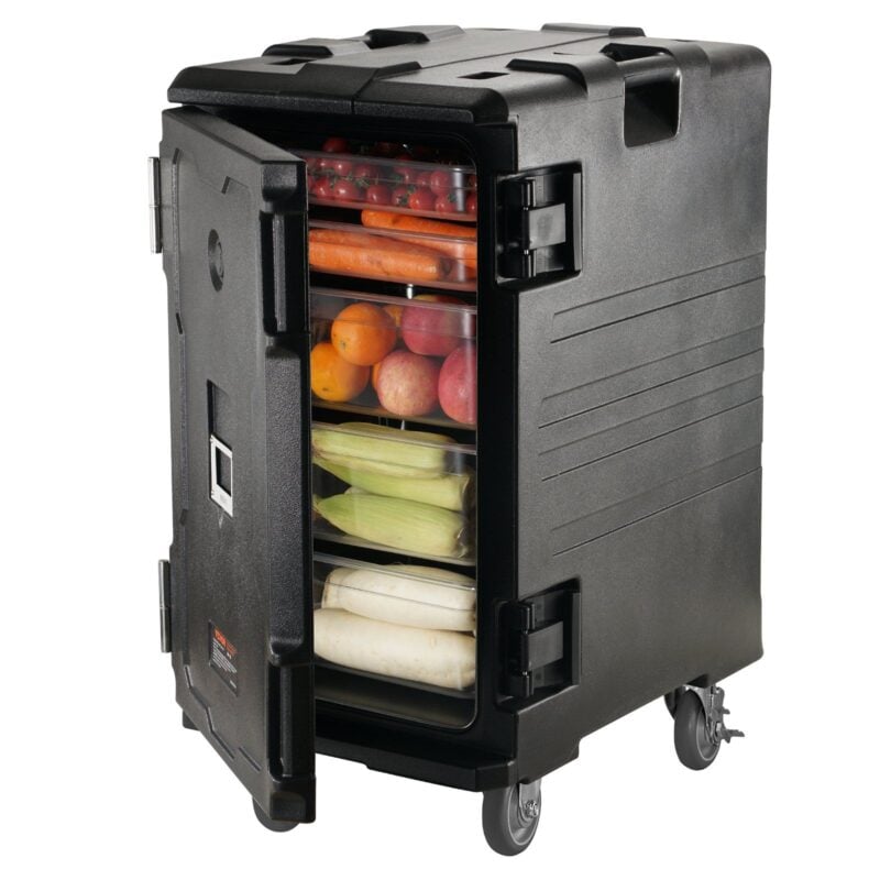 VEVOR Insulated Food Pan Carrier - 109 Qt Front-Loading Hot Box with Wheels