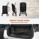 VEVOR Folding Shopping Cart | 330LBS Jumbo Grocery Cart